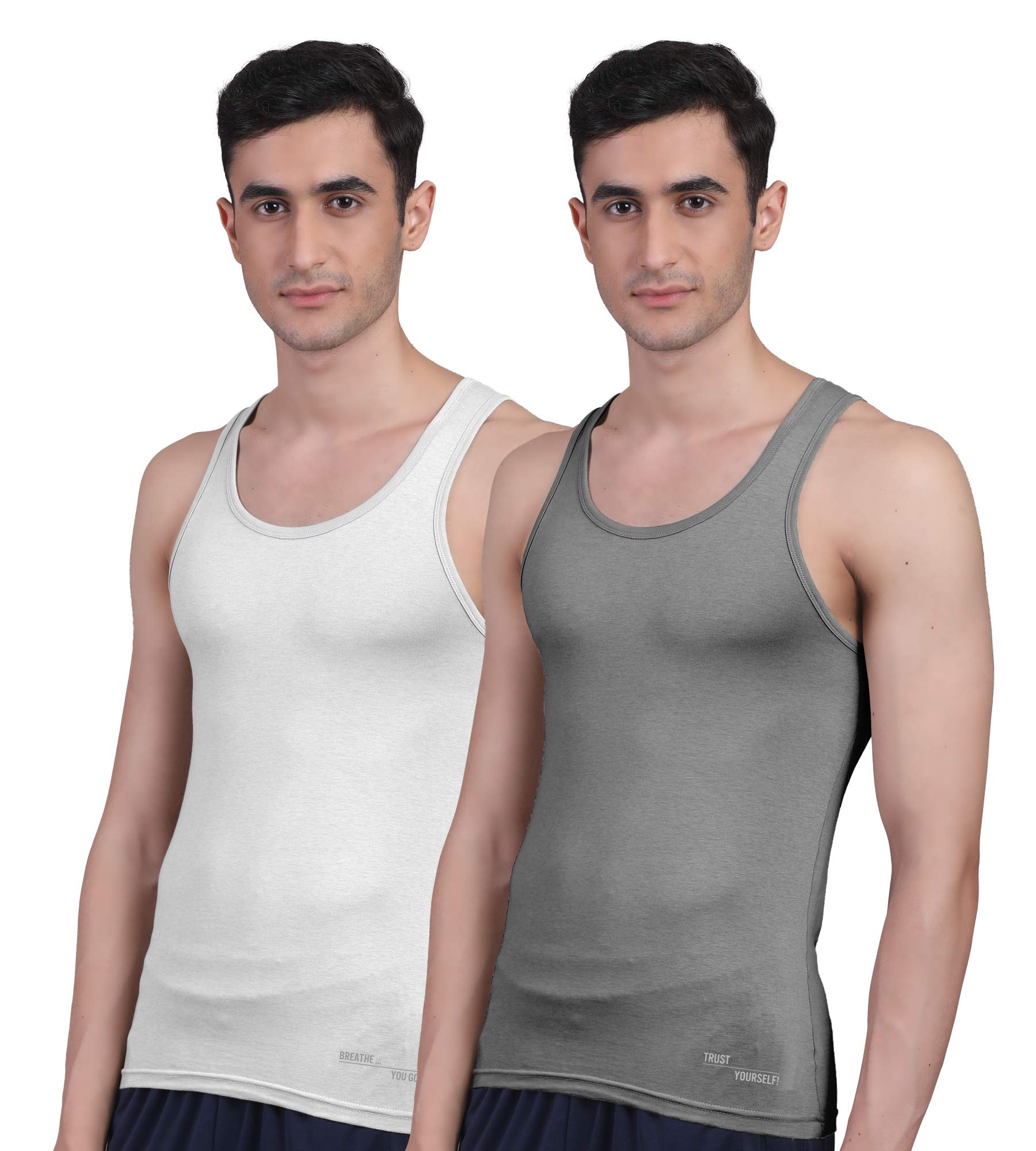 freecultr Vest for Men | Bamboo Sleeveless Super Soft Round Neck Gym Comfort Vests | Workout Regular Fit Innerwear | Breathable Sando with Long Hemline | Double Pack-picture-44