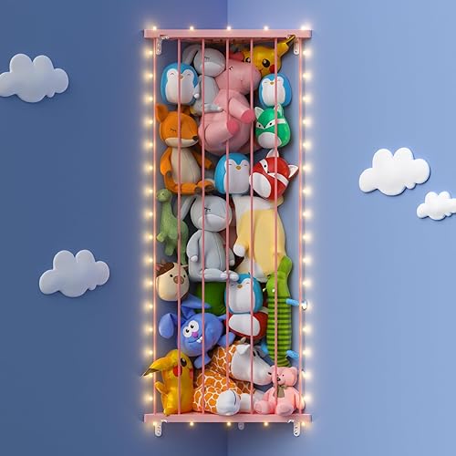 Miniatura 1 de Organizador de juguetes de peluche en esquina  Soporte para animales de peluche con luz LED  Esquina grande para niños, juguetes de peluche para