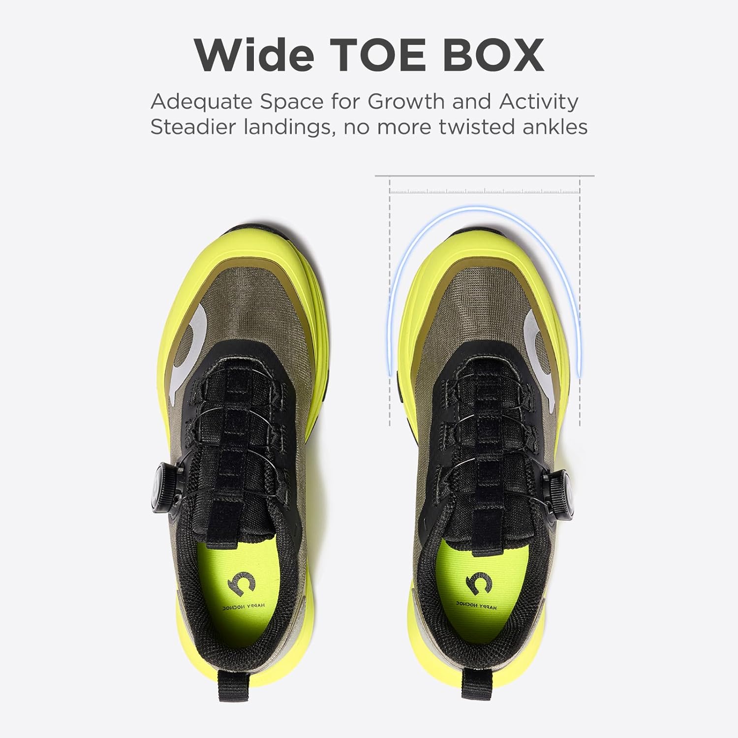 HAPPY NOCNOC All‑MAX Kids Shoes, Boys Girls 3‑Layer Durable Breathable Mesh Running Sneakers, High‑Rebound Cushion Athletic Casual Shoes for Sports & School