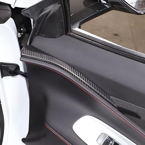 Miniatura 5 de Daeiclru Panel de puerta interior de automóvil de fibra de carbono real compatible con Chevrolet Corvette C8 2020-2023, tira decorativa para puerta