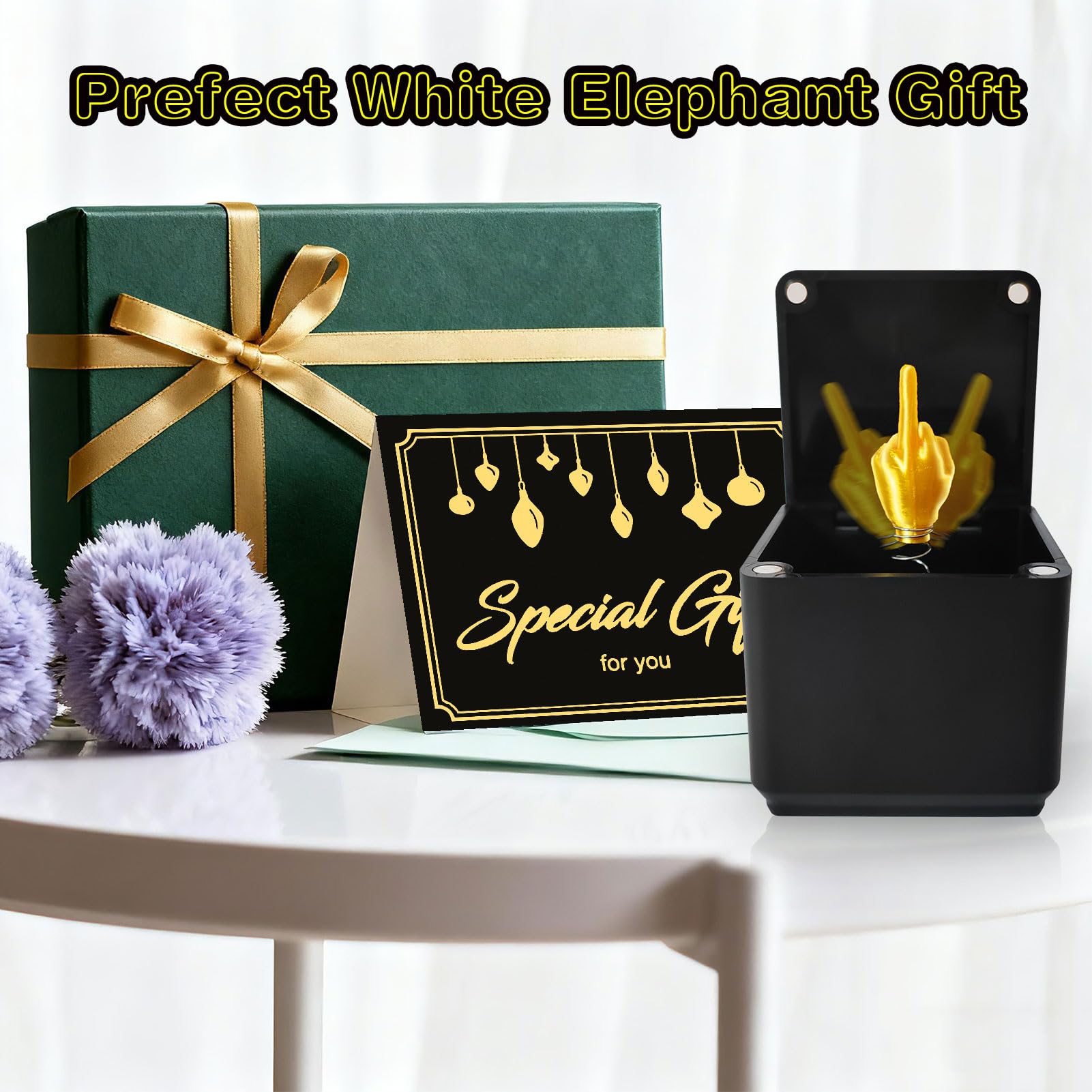 Middle Finger in A Box,2 Pack Prank Gift Box for Adults, Funny Middle Finger Birthday White Elephant Gifts,Weird Stuff Quirky Joke for Gag