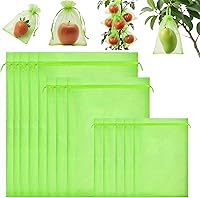 Vista 1 de 100 bolsas reutilizables de protección de frutas de 3 tamaños con cordón, bolsas de red de jardín para mantener la fruta de insectos, pájaros y Verde