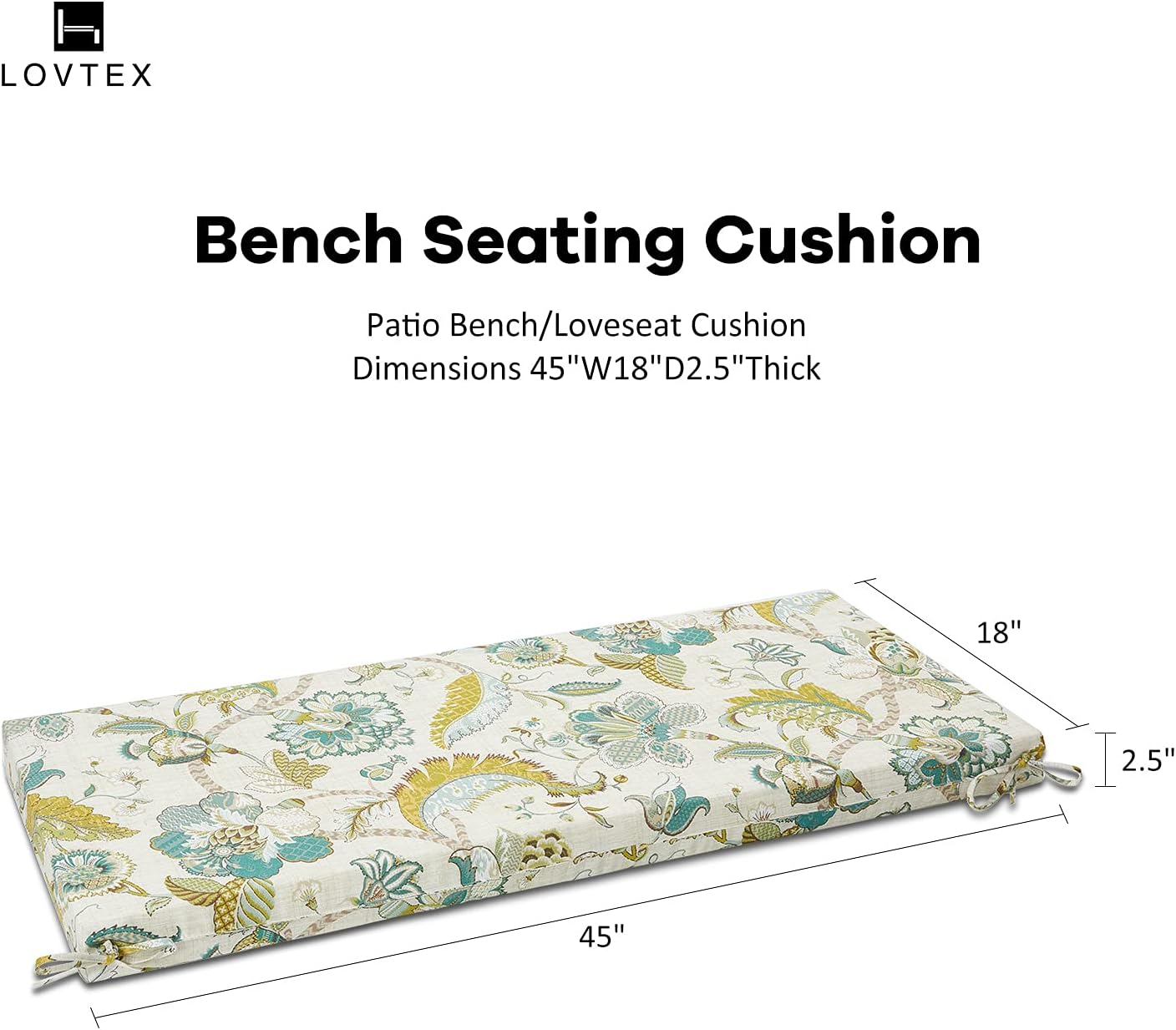 LOVTEX Patio Indoor Outdoor Furniture Cushions Water-Resistant Chaise Lounge Chair Bench Cushions Paisley Square Corner Seat Cushion 4 Pieces : Patio, Lawn & Garden