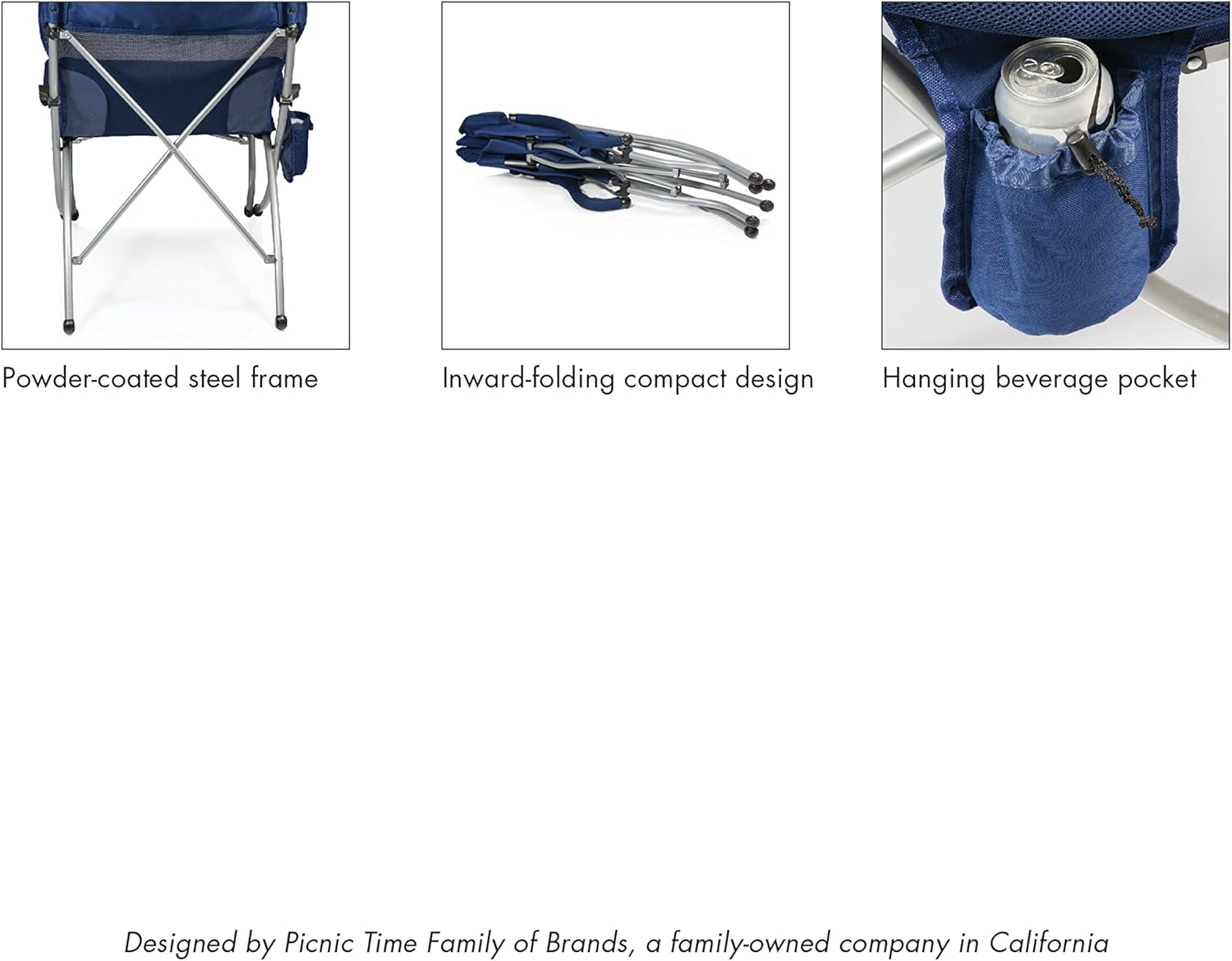 Picnic TIME NFL PT-XL Heavy Duty Camping Chair, XL Beach Chair, 400 lb Capacity Camp Chair