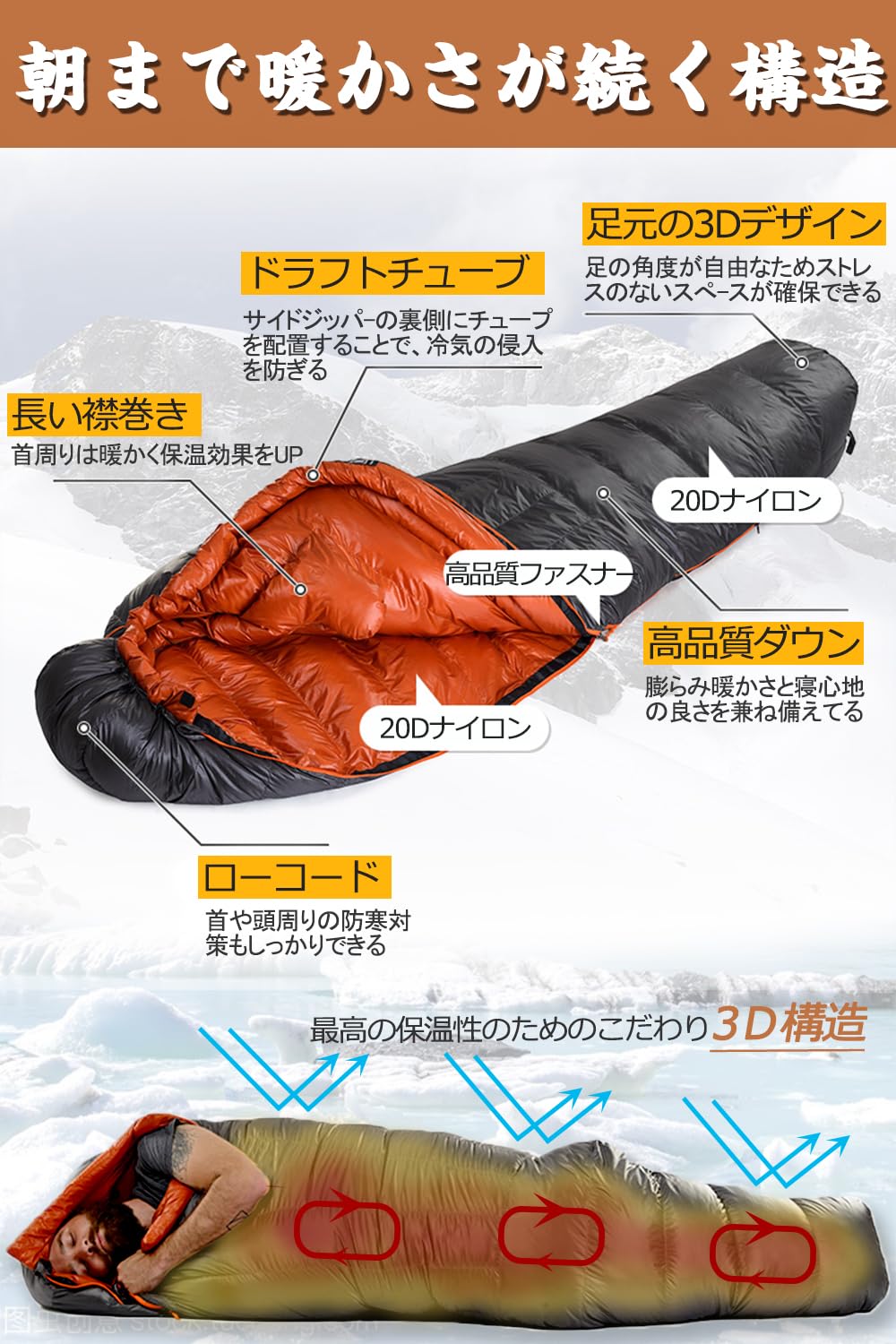 Amazon.co.jp: JUYEE 寝袋 冬用 ダウン シュラフ 冬 最低温度-10℃ 高級