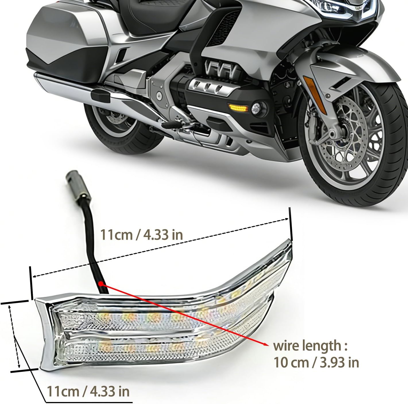 Motorcycle LED Fog Light Side Auxiliary Running Lights Amber Turn Signals Compatible with Honda Goldwing GL1800 Accessories 2018-2022 Front Fairing