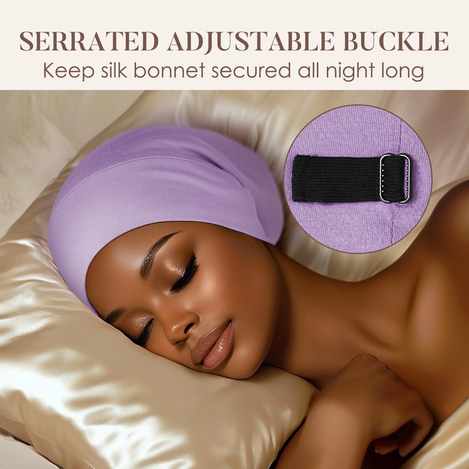 Amazon.com : LULUSILK Mulberry Silk Lined Sleep Cap, No More  display picture 2