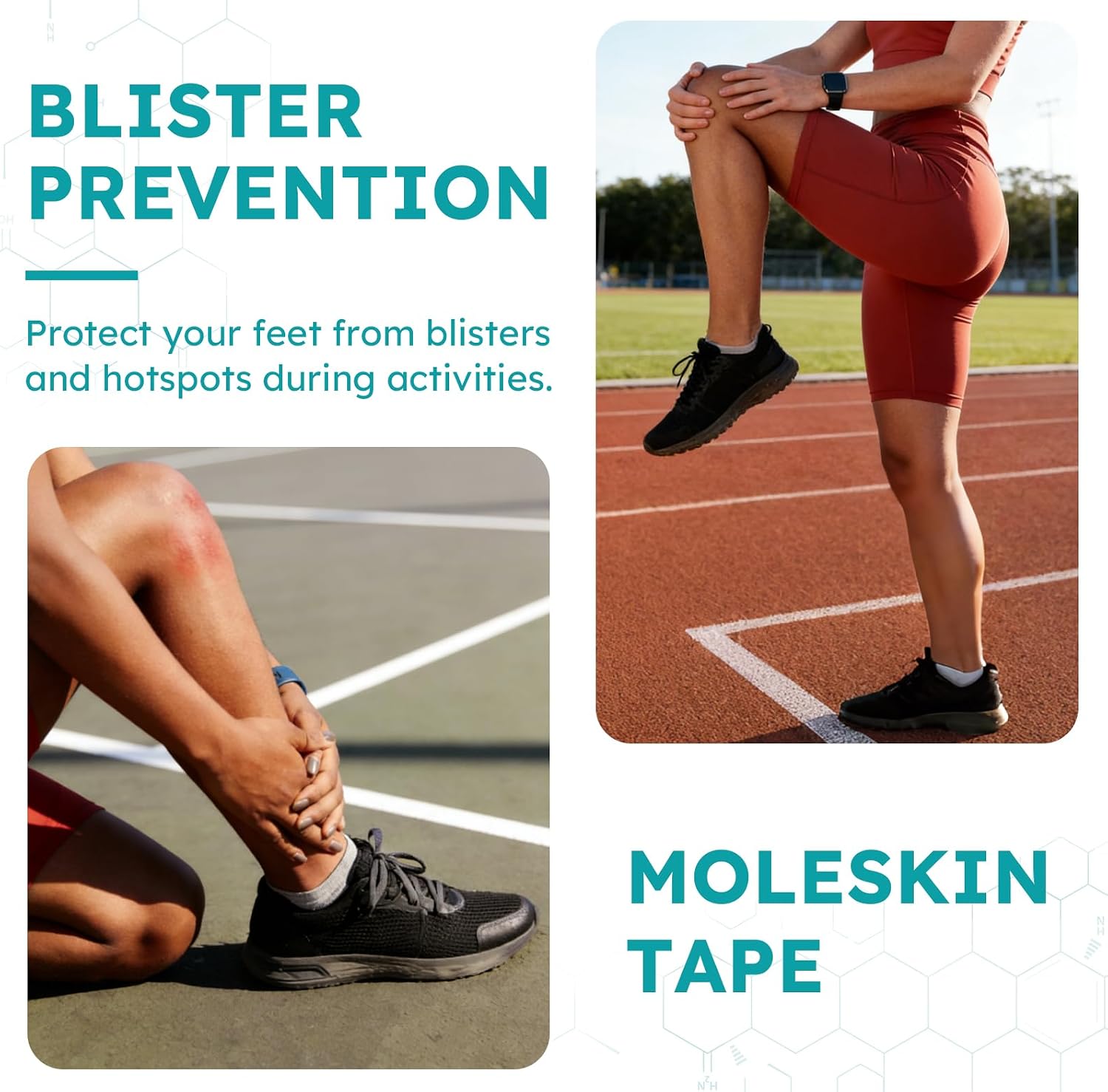Moleskin for Blisters Adhesive Moleskin for Feet 2in x 16ft Moleskin Tape Roll for Hiking and Running Black