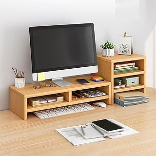 MOTIM Desk Shelf Organizer Wood Equipped with Monitor Elevated Stand for Greater Storage