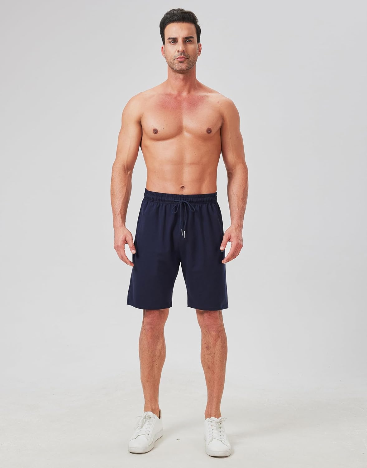 Mens Cotton Shorts Sweat Athletic Shorts for Men, Lounge, Gym, Yoga, Workout with Zipper Pockets - Image 5