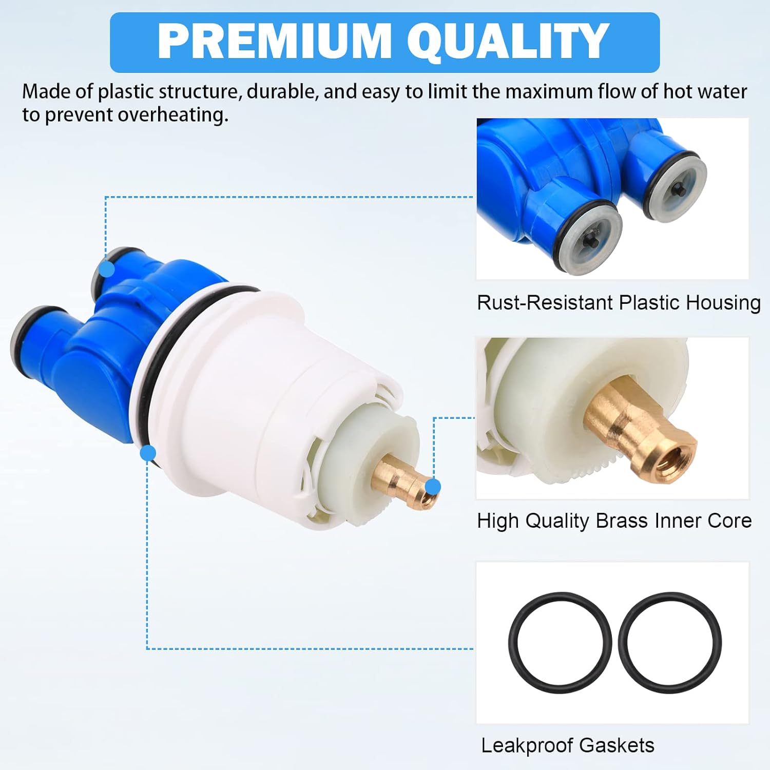 RP19804 Delta Shower Cartridge Replacement for Delta 1300/1400 Series Single Handle Bathtub Shower Faucet Replacement Parts Delta Monitor Shower Tub Cartridge with RP22734 Bonnet Nut (1993-2007) Blue RP19804 Cartridge+Bonnet Nut