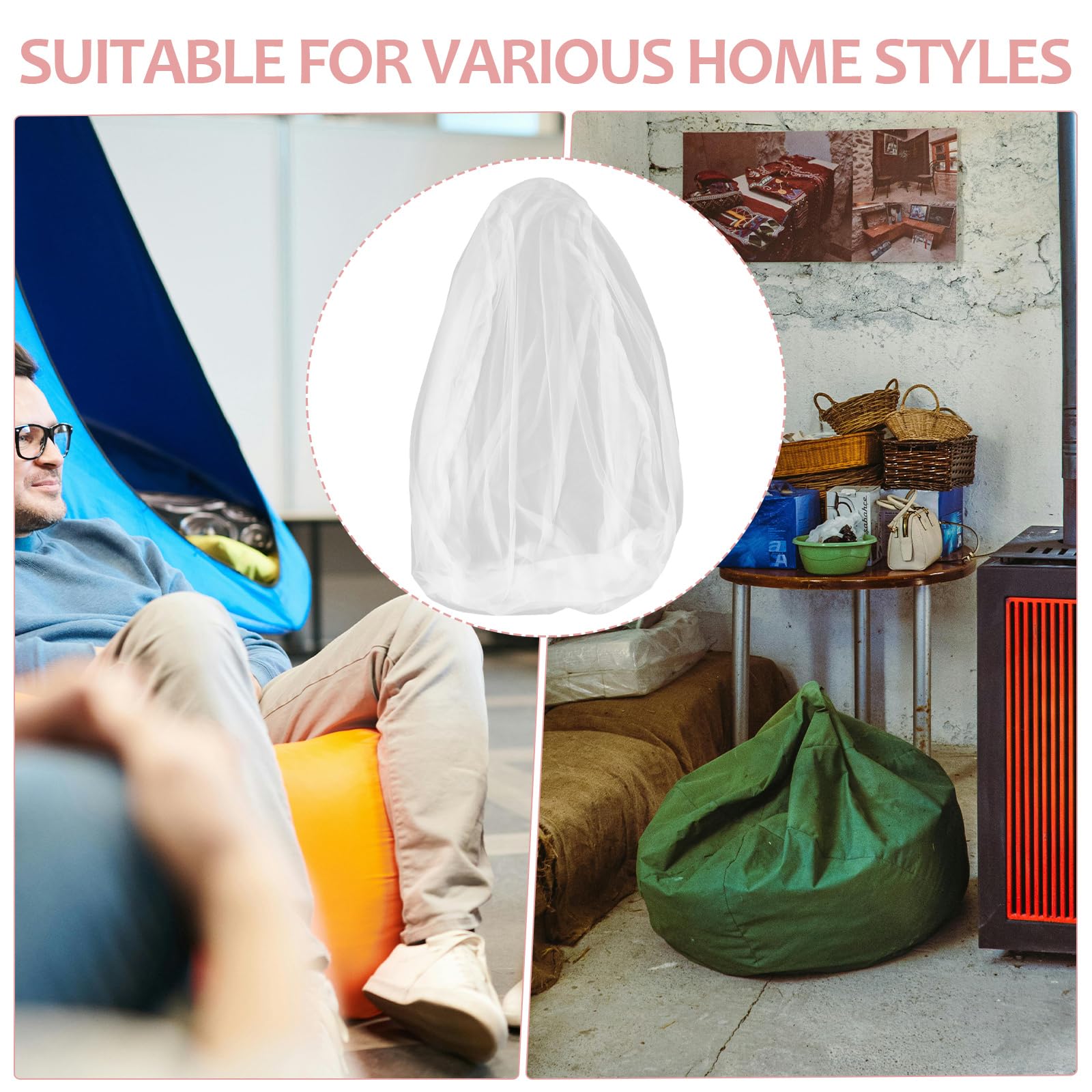 Amosfun sofá Perezoso Funda de Tela para puf Bolsa de Frijoles Accesorio de puf Funda Interior del partícula Cubierta de Revestimiento Bolsa de Manga Accesorios Relleno