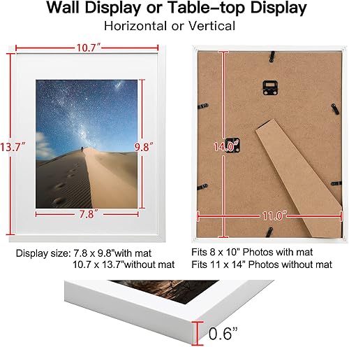 Vista 14 de KINLINK Juego de 6 portarretratos de madera de 6 x 8 pulgadas, marco de fotos de madera mate de 4 x 6 con plexiglás para 4 x 6 con paspartú o 6 x 8