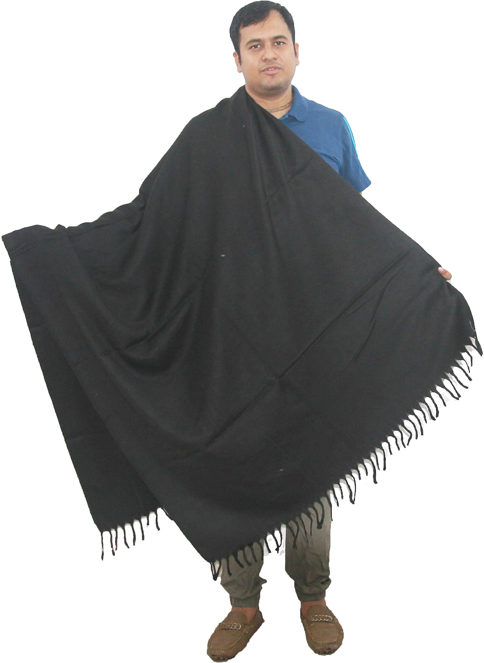 Women::Men length 90 * 50 inch 100% pure woolen Black Shawl-image-48