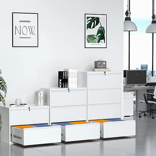 Miniatura 7 de Aobabo Archivador lateral de metal de 3 cajones con cerradura, archivador lateral de almacenamiento de acero con tamaño cartalegal para oficina en
