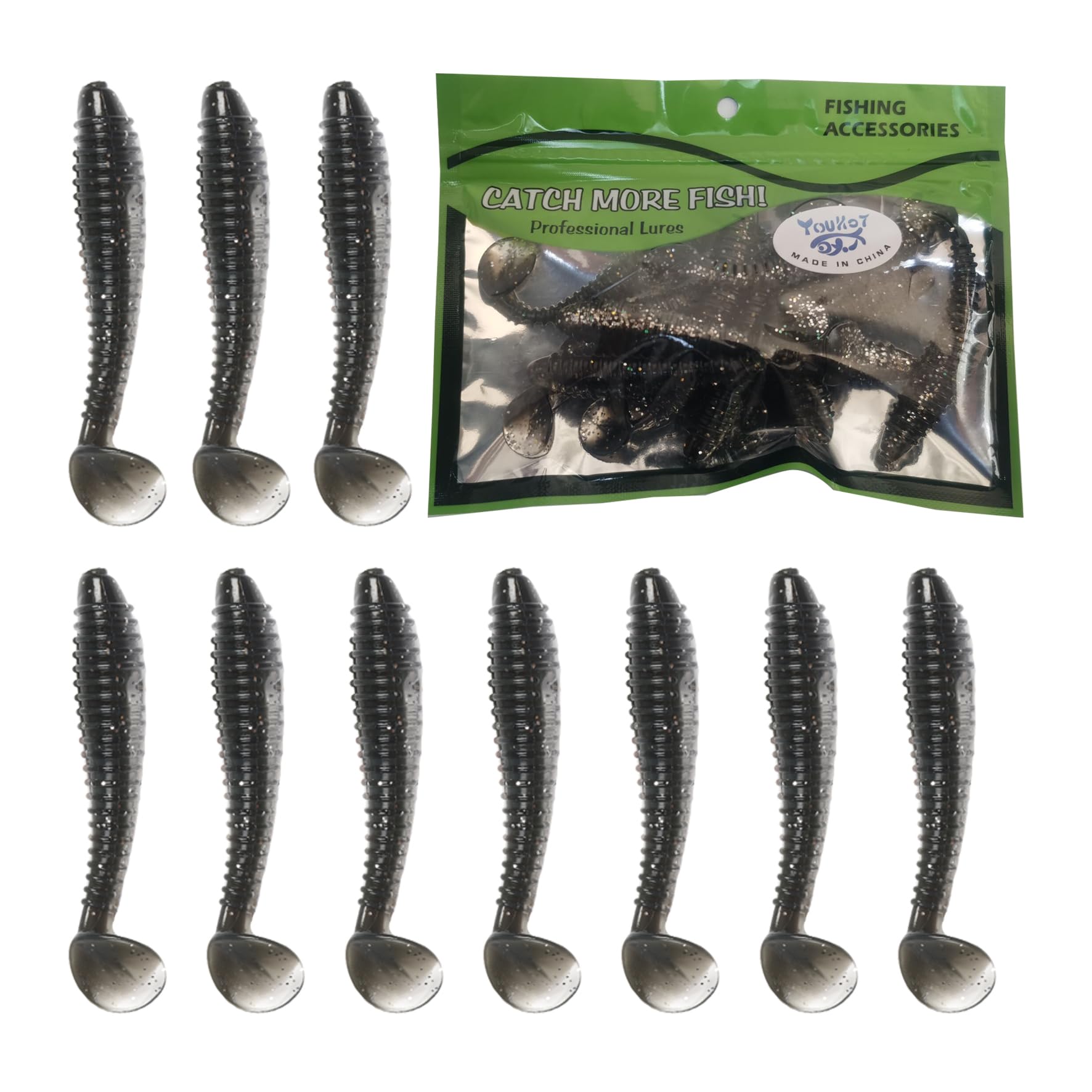 Soft Plastic Swimbaits 10pcs 3", Paddle Tail for Bass Lures