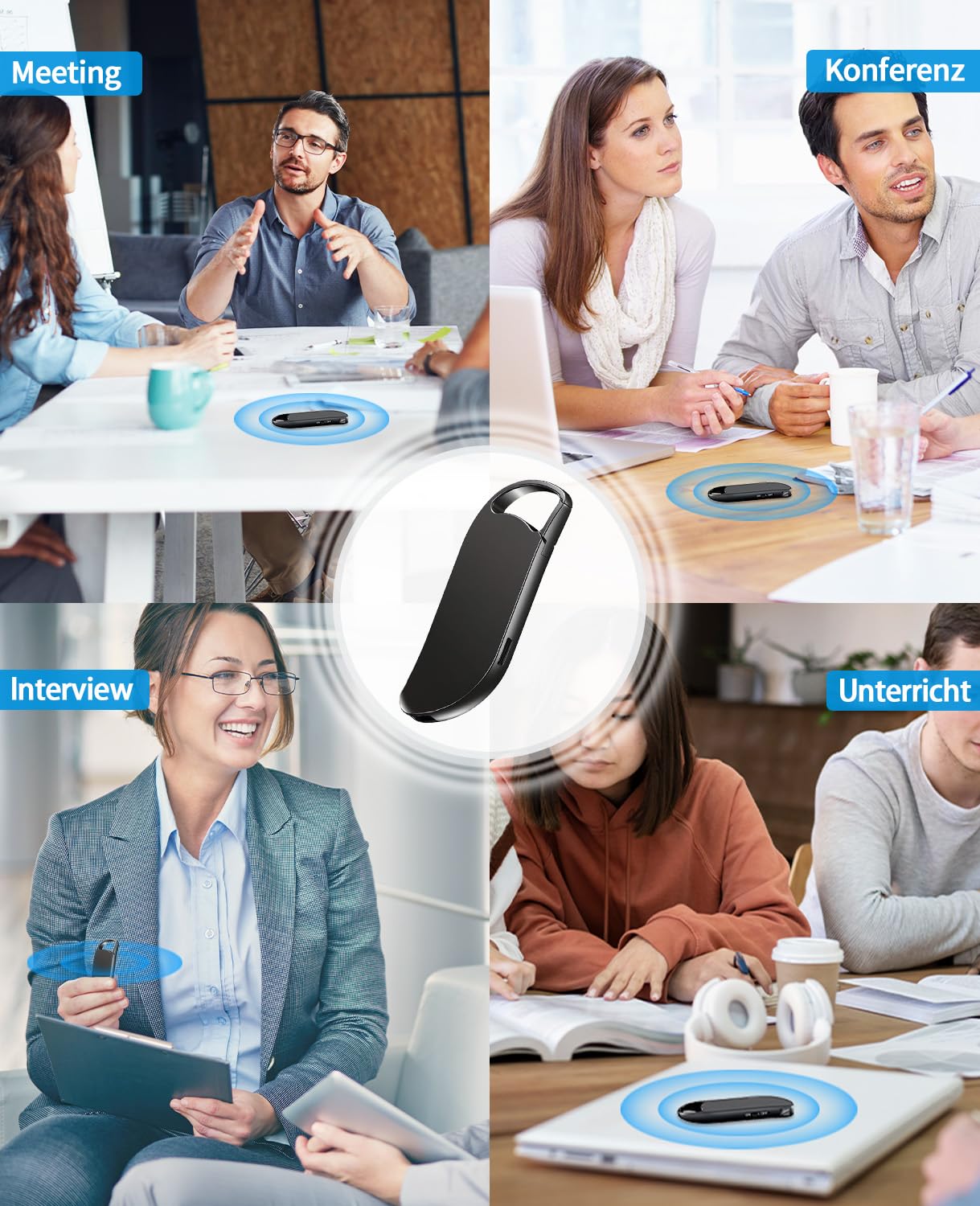 64GB Diktiergerät Mini, Vandlion Stereo Aufnahmegerät mit Rauschunterdrückung, USB C Voice Recorder mit Spracherkennung für Vorlesungen Interviews Meetings Klasse