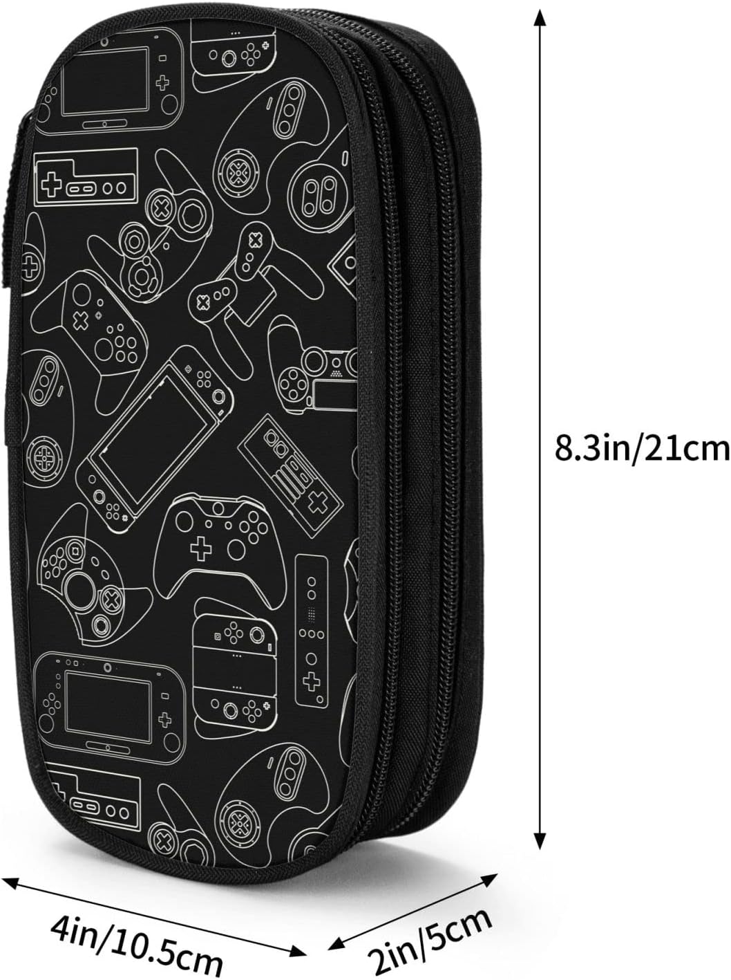 Perinsto Video Game Controller Background Pencil Case Big Capacity Multi Compartment Stationery Box Gaming Gadgets Pencil Pouch Holder Desk Organizer For School Office Home, Black - Image 3