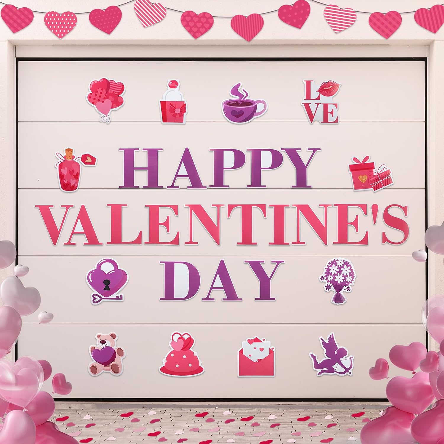 31Pcs Magnetic Valentine's Day Garage Door Decoration Happy Valentine's Day Garage Door Magnets Love Heart Refrigerator Garage Door Decals Magnets Stickers for Valentine's Day Garage Car Holiday Decor