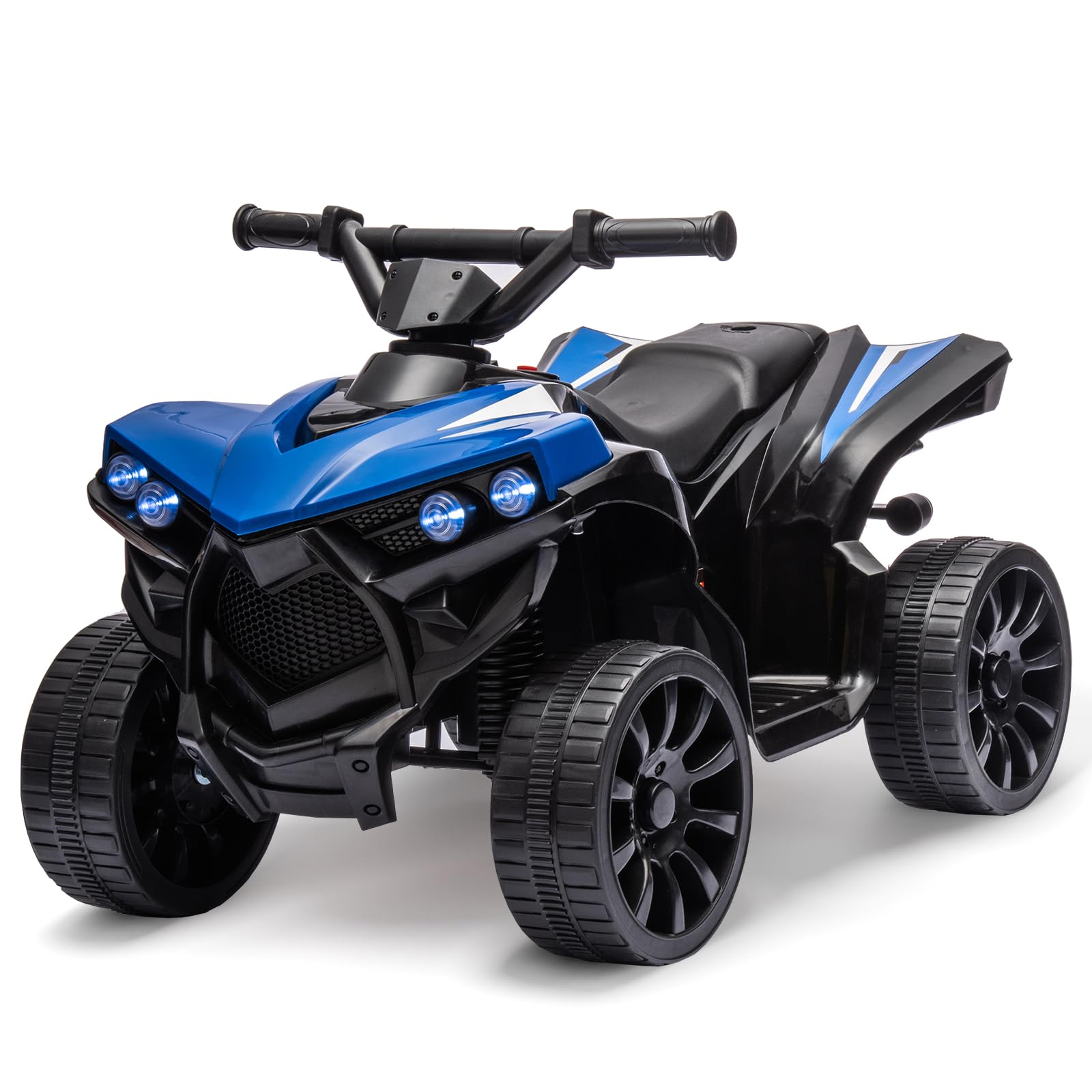 6V Kids Ride on Toy, 4 Wheeler ATV Quad w/ 1.8 MPH Max Speed, Wear-Resistant Wheels, LED Lights, Foot Pedal and Music, Electric Vehicle Car for Kids Toddlers, Blue