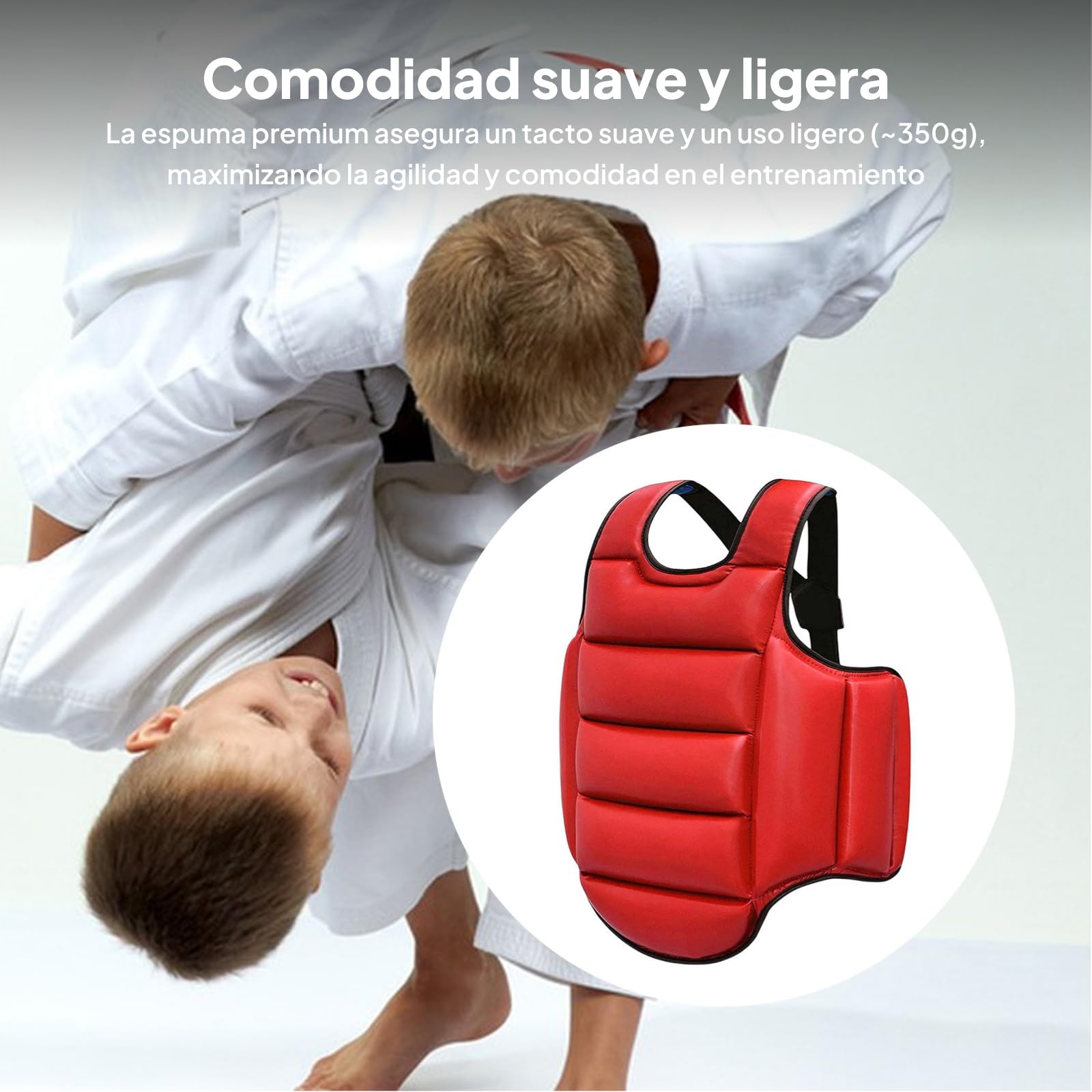 Rockible Protector de Pecho de Karate, Almohadilla de Protección de Escudo Ajustable para Taekwondo MMA, Rojo Azul S