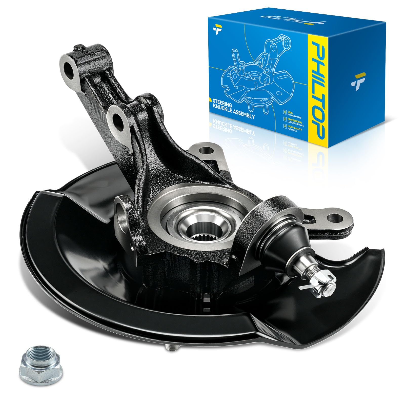 PHILTOP Front Right steering knuckle and hub assembly Compatible with Honda Civic 2001,Passenger Side