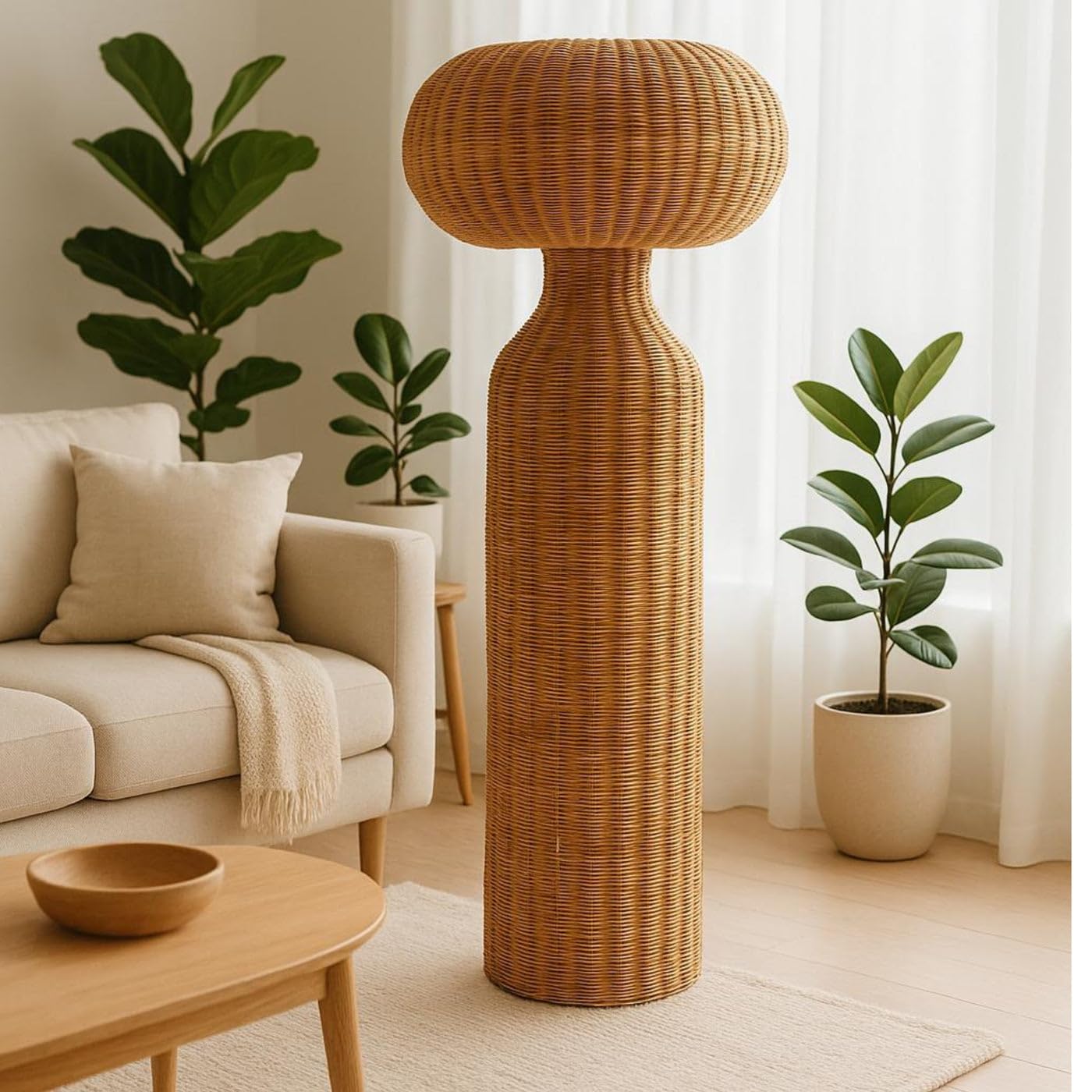 Export India Solution Cane Floor Lamp | Handwoven Rattan Standing Light for Living Room, Bedroom, Hotel, Resort & Contemporary Interior Décor | LP-76-image-13