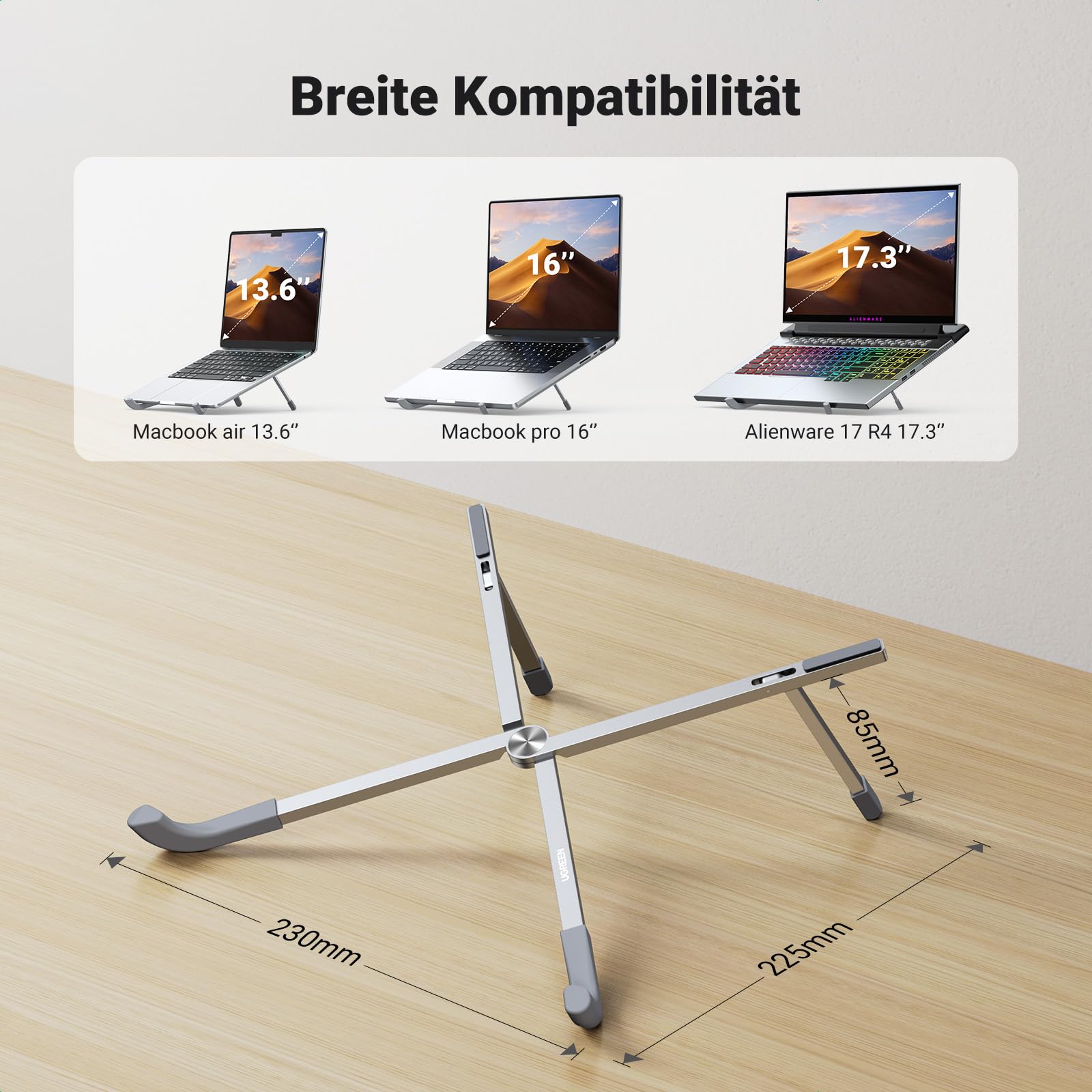 SODI Laptop Ständer Faltbar - Höhenverstellbarer Aluminium Ständer Für 10-16 Zoll Laptops