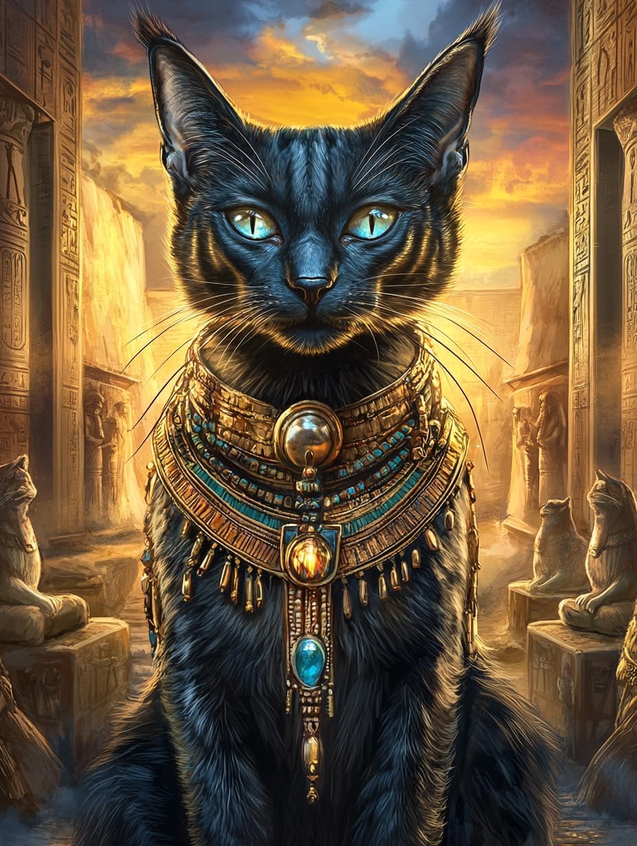 5D Egyptian Bastet Cat Diamond Art 12x16 Inch Full Drill Diamond Painting Kits for Adults & Beginners - DIY Art Crafts for Relaxation and Home Wall Decor 137A
