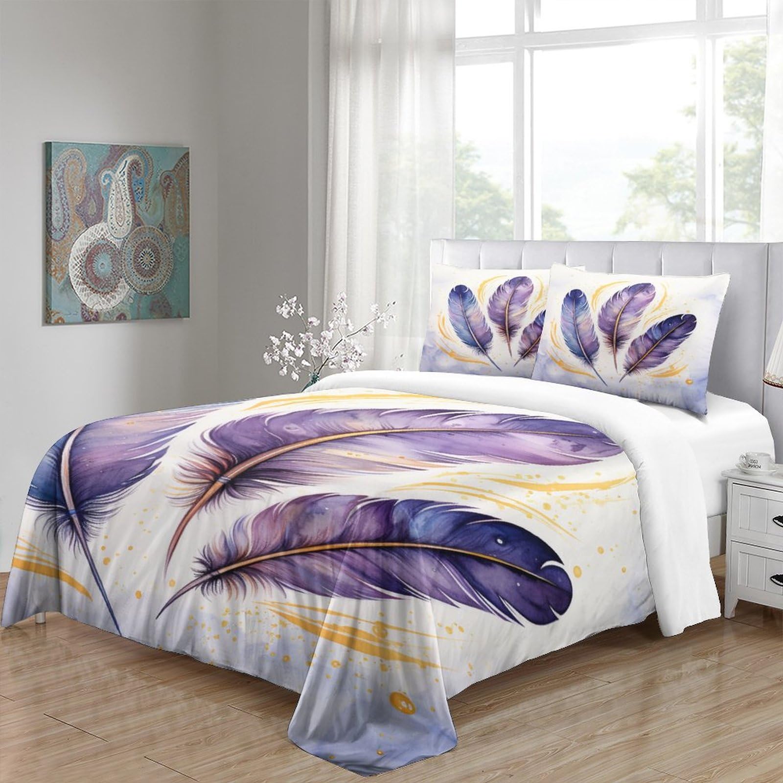 FANSU - Parure De Lit Microfibre 3 Pièces - Impression 3D Forêt  Psychédélique - 260x220cm - Hypoallergénique, image size:1600x1600