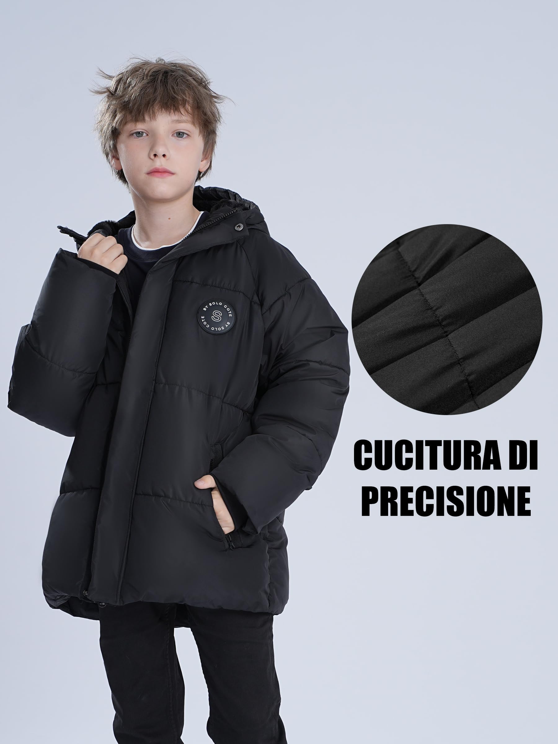 maoo garden Giubbotto Inverno Bambino Piumino Imbottito Pesante Con Rivestimento In Pile Per Ragazzi 8-14 Anni