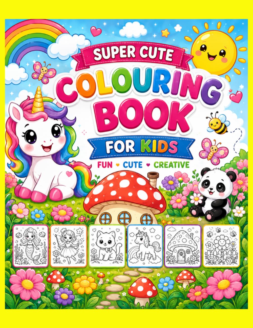 Super Cute Coloring Book for Kids: Fun and Easy Coloring Pages with Animals, Unicorns, Vehicles, Fantasy Characters, Nature Scenes, and Cute Designs for Boys & Girls