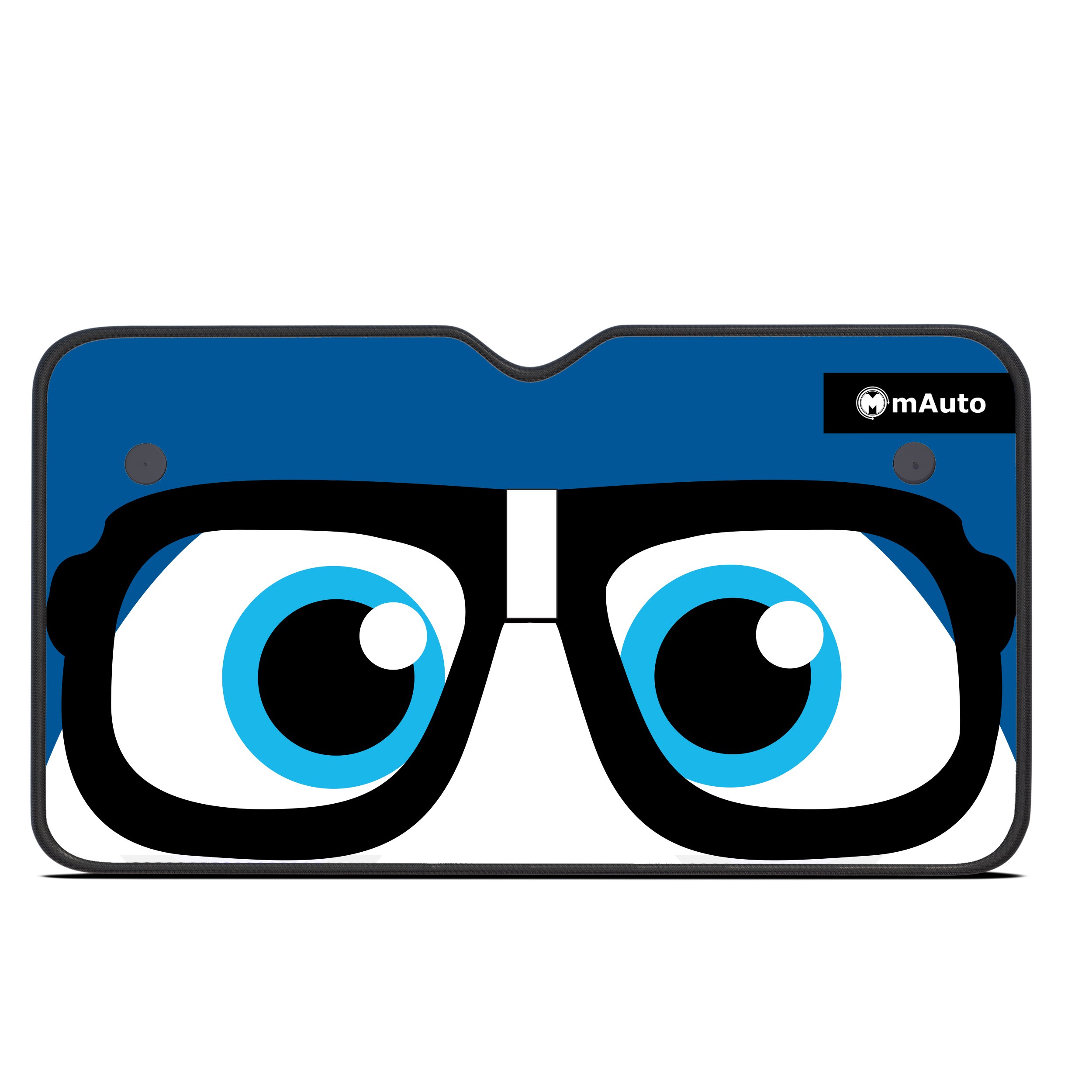 mAuto Car Windshield Sunshade 27.6” x 51.2” Nerdy Eyes & Reversible Silver- Double Layer Sun Shade UV Coating for UV Ray Deflector Reversible Heat Shield Suction Cups- Protector for All Vehicles