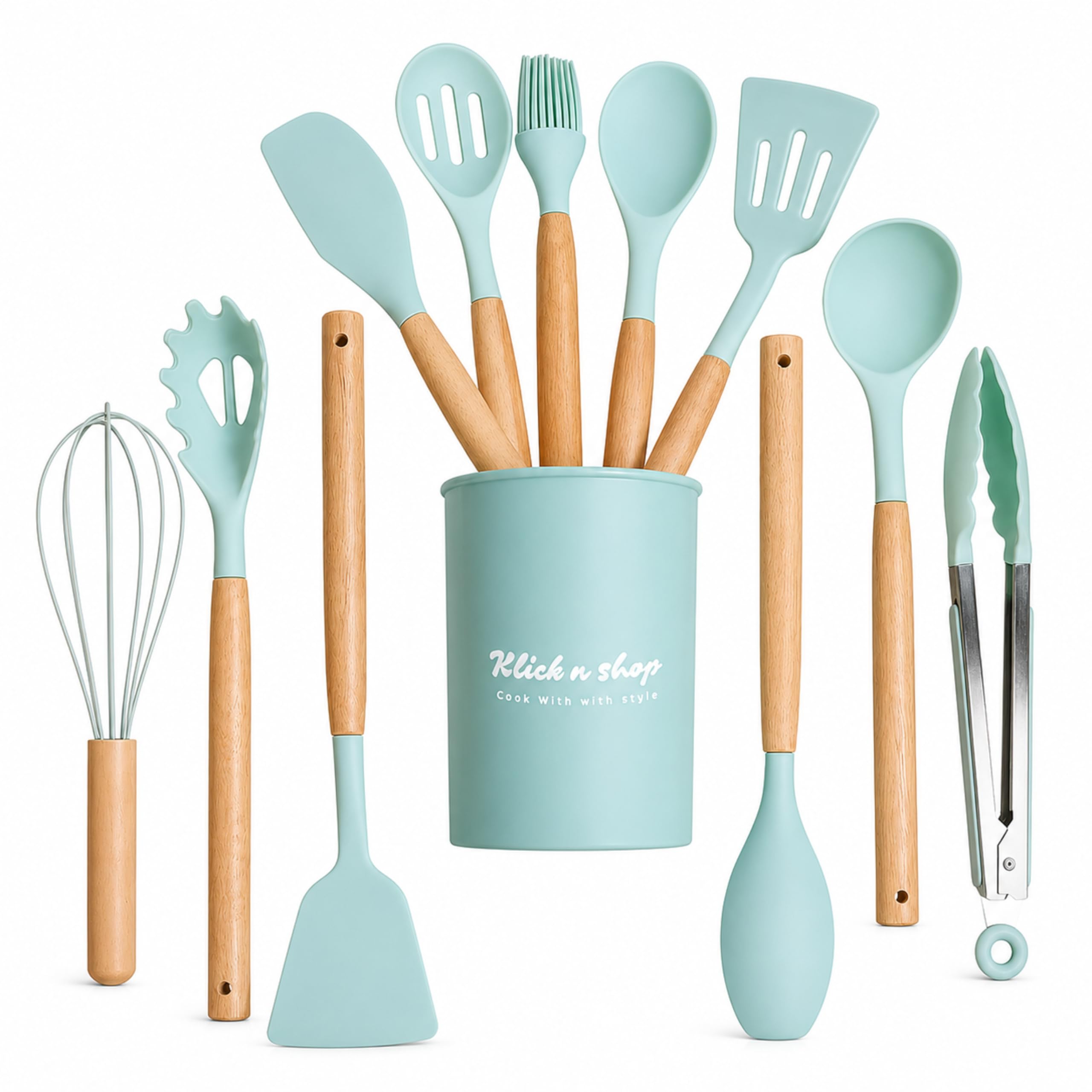Klick n shop Silicone Kitchen Spatula and Utensils Spoon Set Cooking +