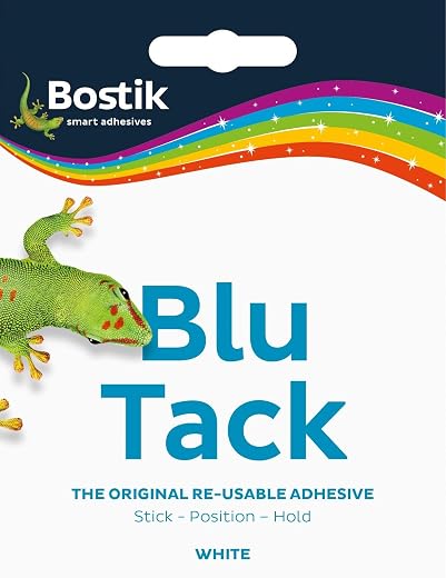 Bostik Blu Tack, Multipurpose Reusable Adhesive, Clean, Safe & Easy to Use, Non-Toxic, Handy Size, Colour: White