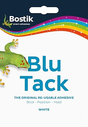 Bostik Blu Tack, Multipurpose Reusable Adhesive, Clean, Safe & Easy to Use, Non-Toxic, Handy Size, Colour White