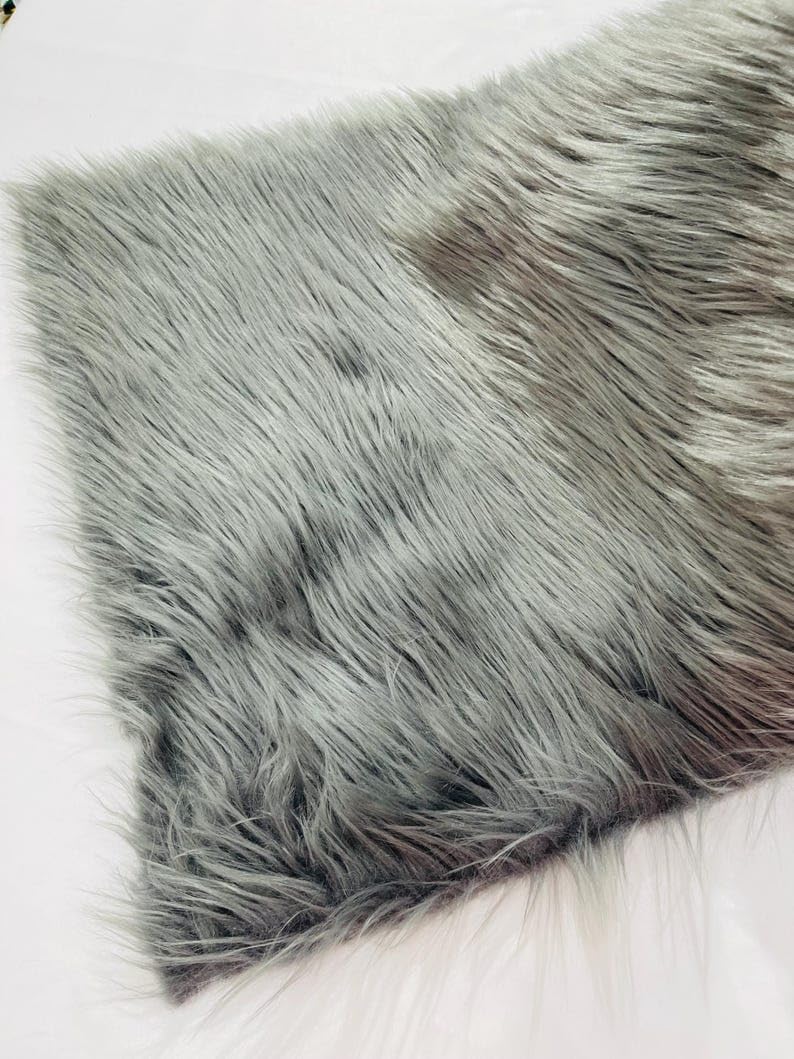 New Creations Fabric & Foam Inc, Shaggy Faux Fur Fabric by Yard, Long Pile Luxury Shaggy Craft. (Charcoal)