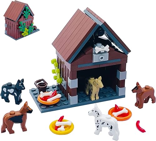 Bloques de construcción de la ciudad, casa de perro, juegos de juguetes de animales, accesorios clásicos, ladrillos de perrera, regalo de bricolaje