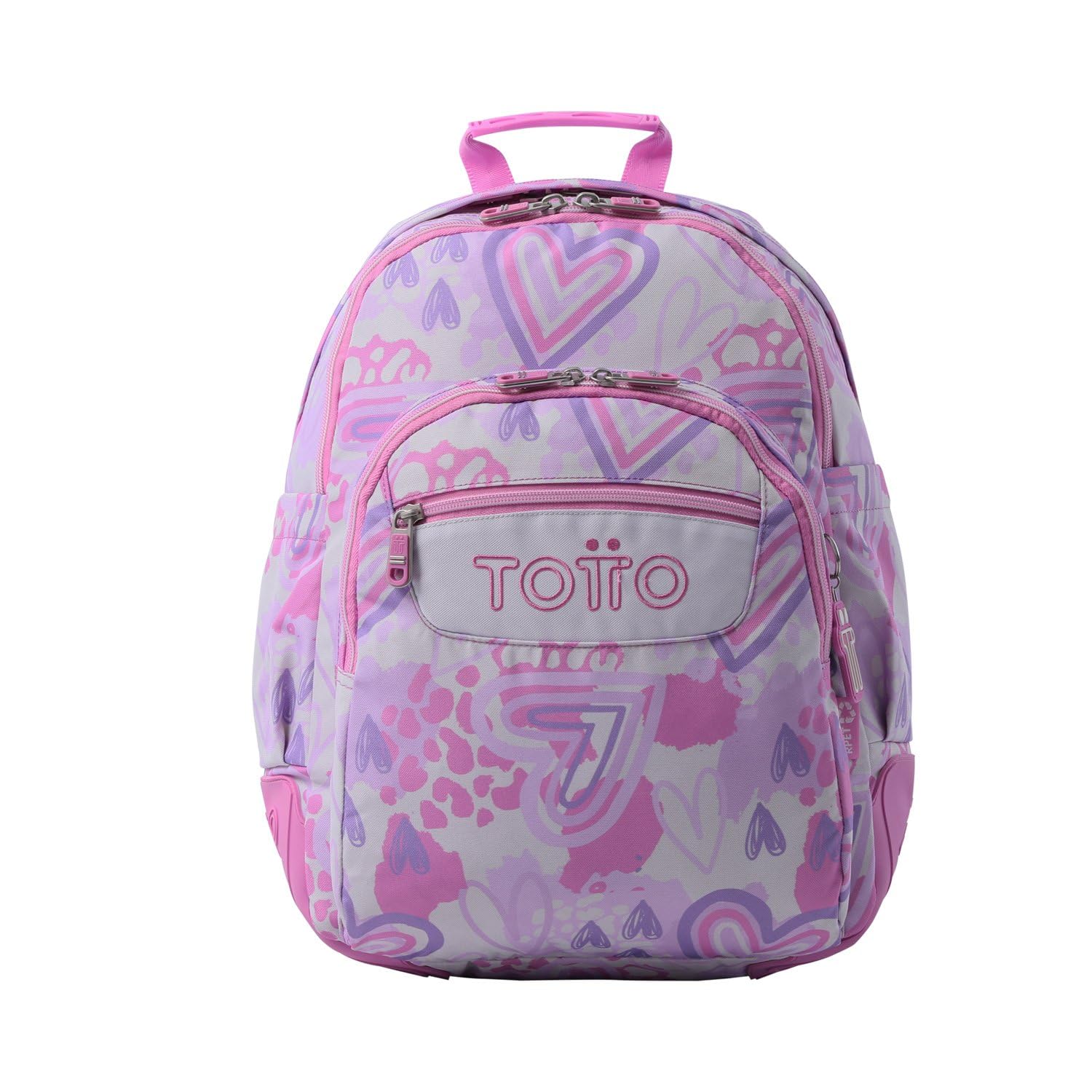 TOTTO Mochila Escolar Grande, Modelo Rayol, Capacidad 19 L, 3 Compartimentos, 2 Bolsillos Botella, Bolsillo para PC 14", Espaldar Ergonómico con Flujo de Aire, Correas en S, Estampado Amalia