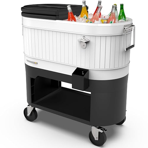 Rolling Patio Cooler – Large Outdoor Ice Chest with Wheels,