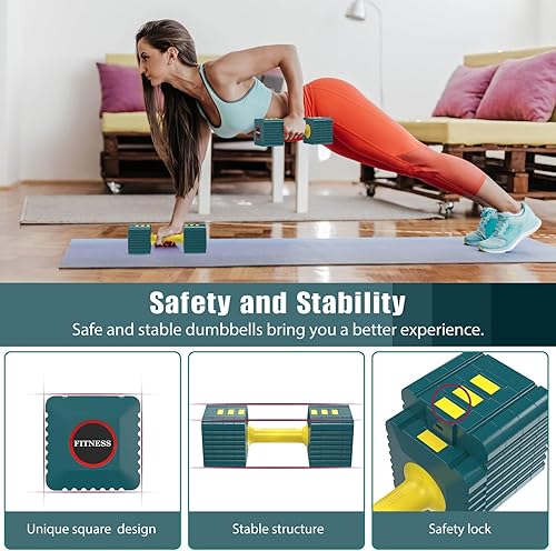 Miniatura 3 de Juego de 2 mancuernas de peso ajustable, 3.4 libras, 5.7 libras, 8 libras, 10.3 libras, 12.6 libras, cada juego de pesas de mano