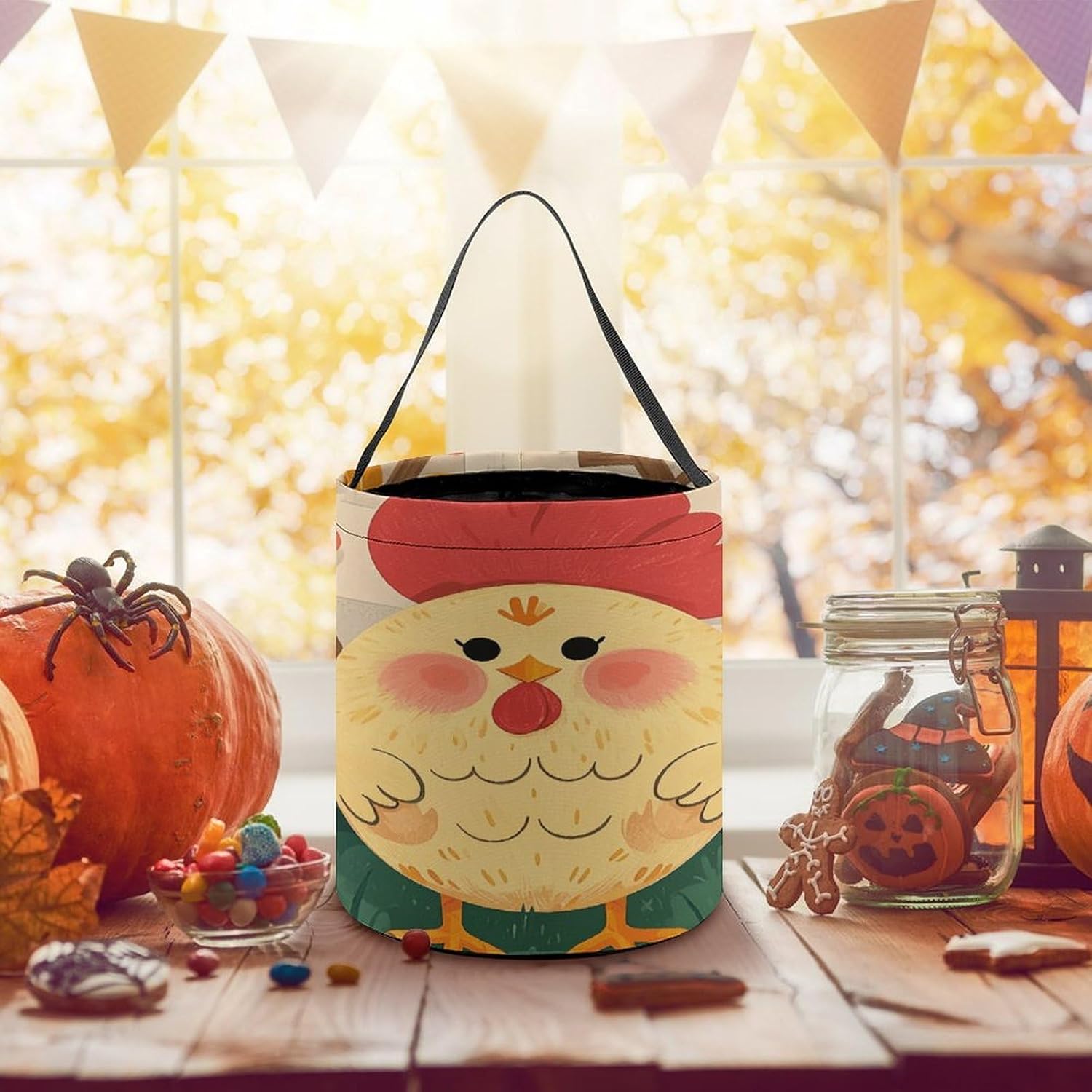 LYHVSFJW Halloween Basket Large Capacity Candy Bags Cute Rooster Chickens image 5