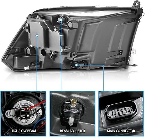 Miniatura 5 de AmeriLite Dodge Ram 1500 2500 3500 modelo Pickup Switchback - Barra LED doble, halógena, señal de giro de estacionamiento, proyector doble, conjunto