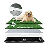 Dog Grass Pad with Tray Extra Large 45”×34”, Dog Litter Box with Odor Free Artificial Grass Pee Pads for Dogs Potty Tray with Hemmed Edge, Realistic for Indoor Balcony