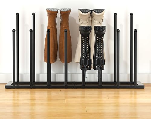 Urban Deco Zapateros de pie independientes, organizador de botas para botas altas, estante de metal negro para botas de 8 pares, organizador de
