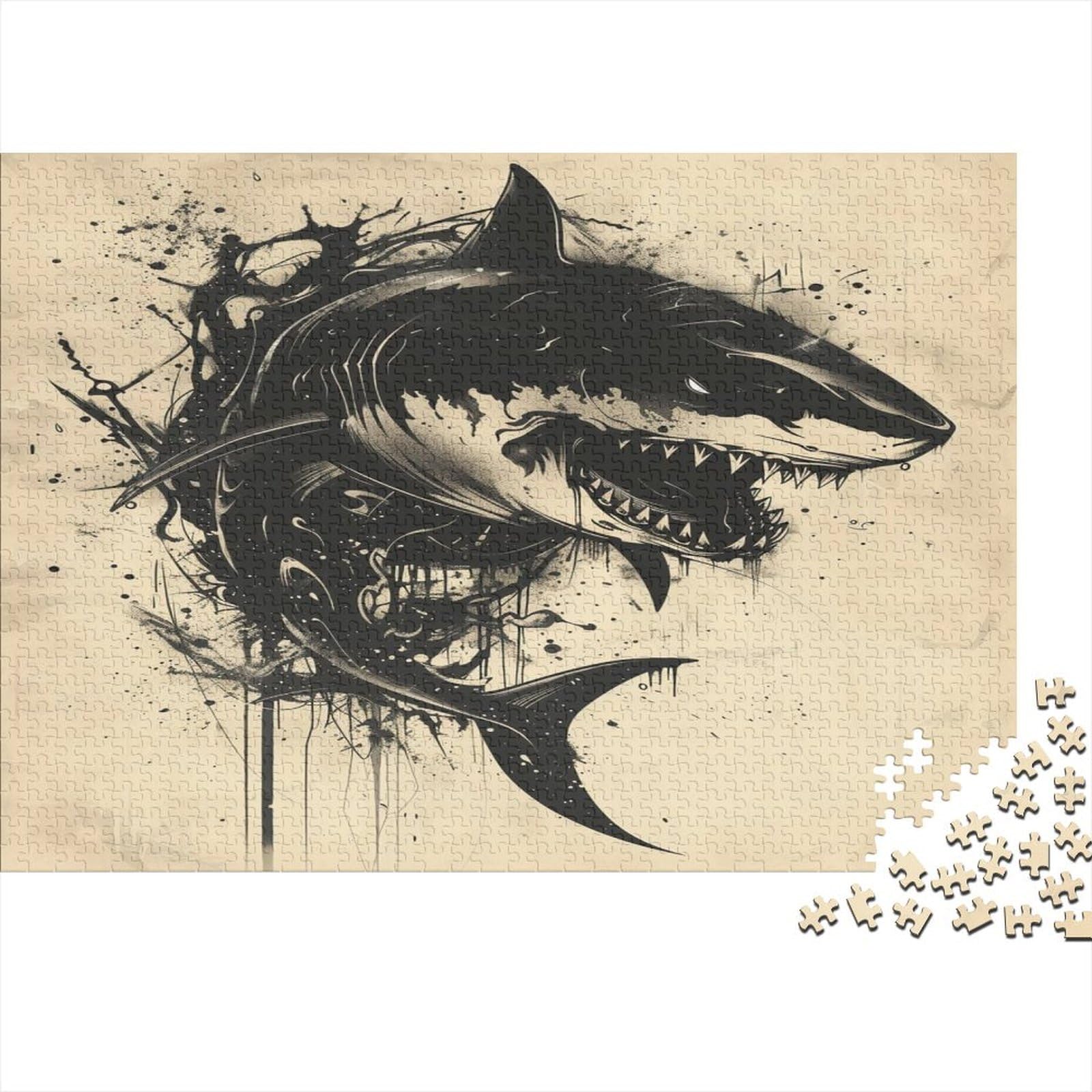 Shark Puzzle 1000 elementów, 1000 sztuk puzzli dla dorosłych, układanki 1000 elementów, puzzle dla dorosłych puzzle dla dzieci klasyczne puzzle 1000 sztuk (75 x 50 cm)