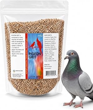 Morning Bird Pigeon Grit - Healthy & Nutritious Pigeon Food to Support Strong Muscles & Bones for Grit Eating Birds - Supports Digestion & Packed with Essential Minerals - 1.5 lb
