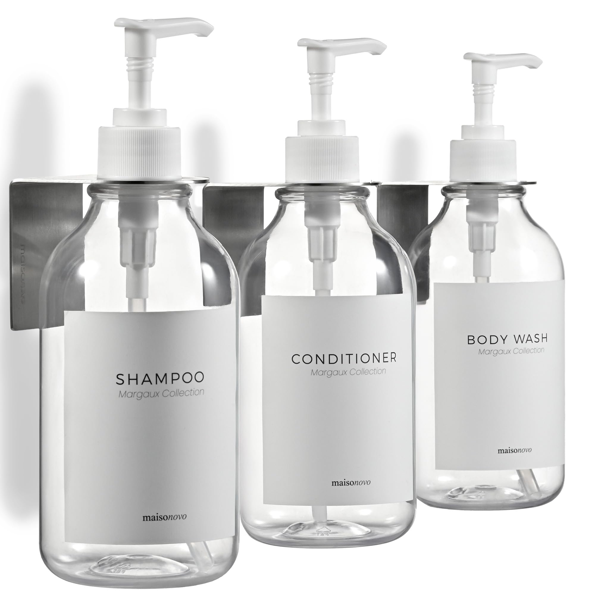 MaisoNovo Shampoo and Conditioner Dispenser|Refillable Clear Set of 3