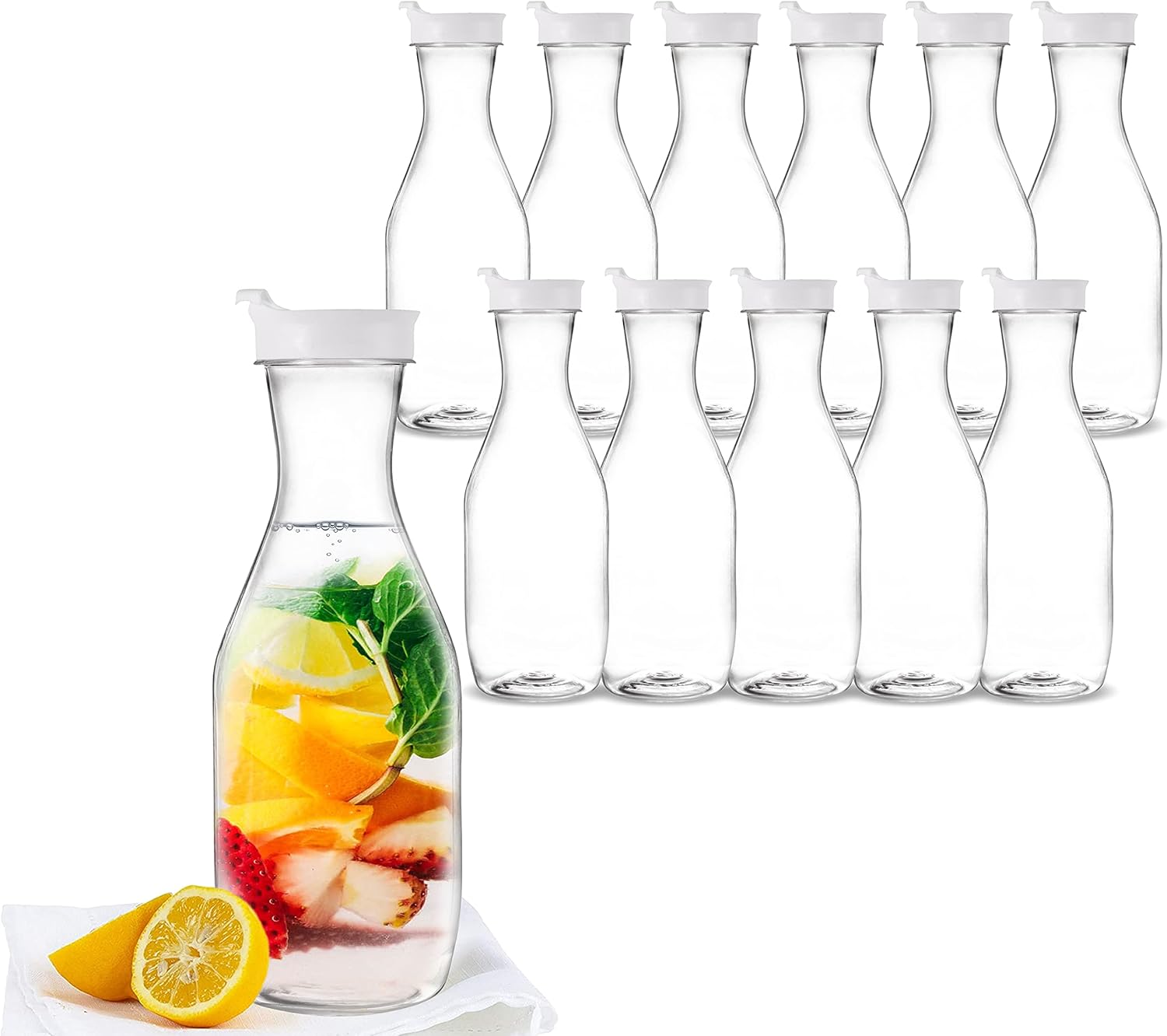  | Party Bargains Clear Plastic Pitcher [2 Pack] 50 Oz Premium Quality & Heavy Duty Water Containers | Excellent for Iced Tea, Powdered Juice, Cold Brew, Mimosa Bar, More: Carafes & Pitchers