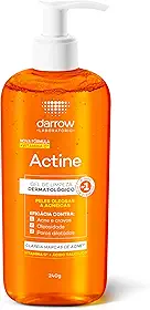 Darrow Actine Gel de Limpeza Dermatológico Facial com Ácido Salicílico, Vitamina C e Lactato de Mentila, Redução de 86% da Acne e -90% Oleosidade Imediatamente, 240g